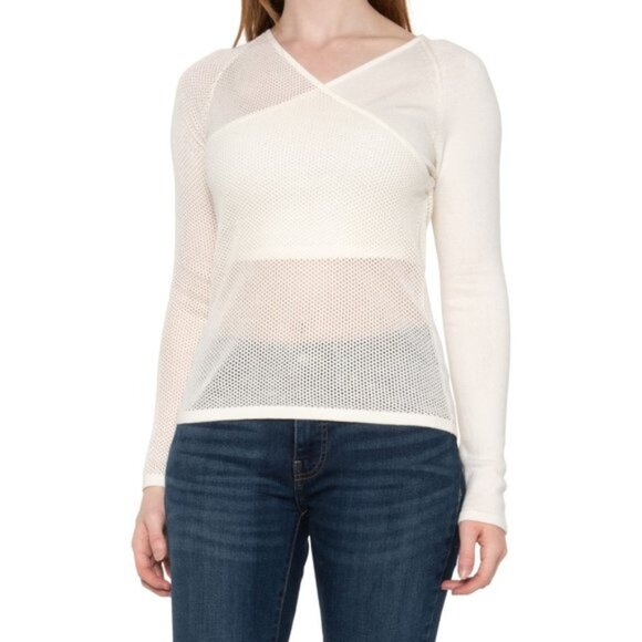 Alp N Rock Colette Sweater XL Ivory Off White Mesh Criss Cross Layered Cotton - Picture 1 of 10